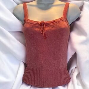 Vintage 90s Y2K MAJA HANSON Designer RARE Pink Sparkly Stretchy Tank Top Cami